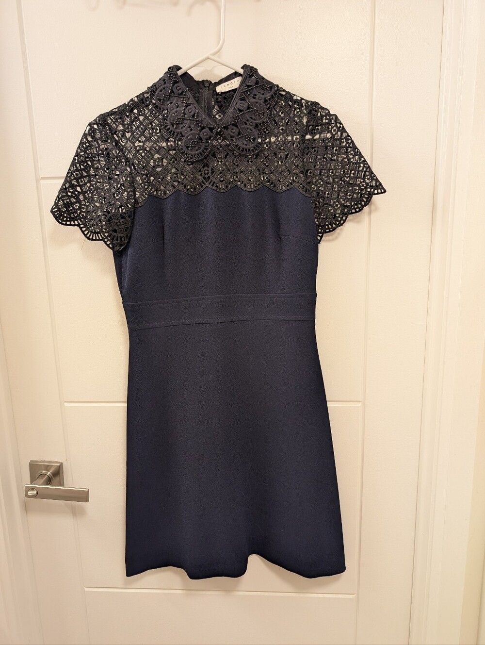 Sandro Lace Fit & Flare Dress - Navy